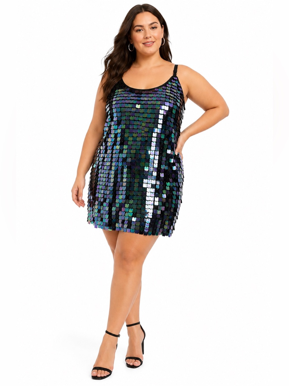 NWT Torrid 2X Blue Multi Iridescent Paillette Sequin Tank Party Dress